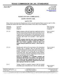 Leon County Jail Notice of Non Compliance Dean Malone Page 1